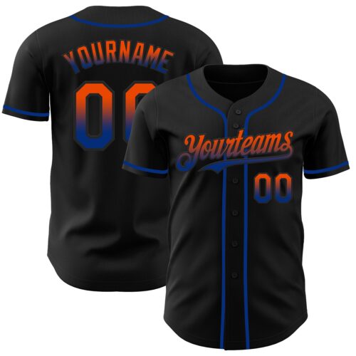 FadeFashion0846 Custom Black Orange-Royal Authentic Fade Fashion Baseball Jersey