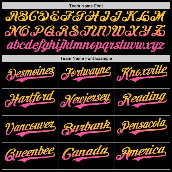 Custom Black Yellow-Pink Authentic Fade Fashion Baseball Jersey