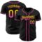 Custom Black Yellow-Pink Authentic Fade Fashion Baseball Jersey