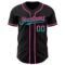 Custom Black Pink-Aqua Authentic Fade Fashion Baseball Jersey