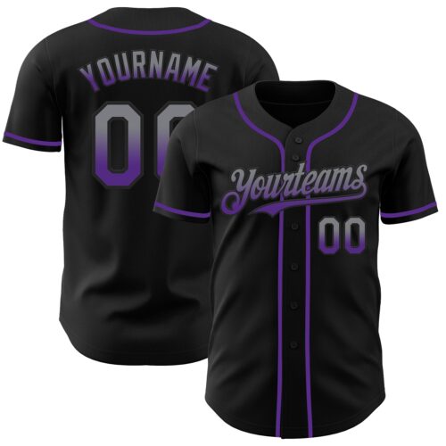FadeFashion0863 Custom Black Gray-Purple Authentic Fade Fashion Baseball Jersey