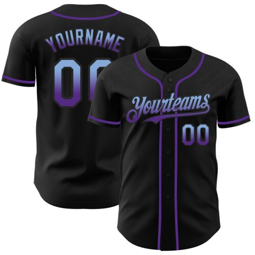 FadeFashion0868 Custom Black Light Blue-Purple Authentic Fade Fashion Baseball Jersey