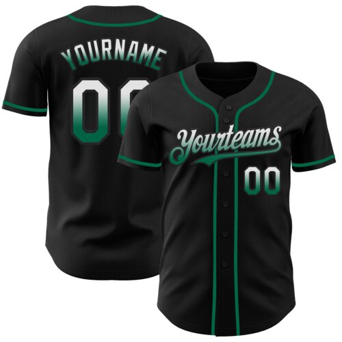 FadeFashion0871 Custom Black White-Kelly Green Authentic Fade Fashion Baseball Jersey