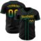 Custom Black Gold-Kelly Green Authentic Fade Fashion Baseball Jersey
