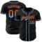 Custom Black Orange-Light Blue Authentic Fade Fashion Baseball Jersey