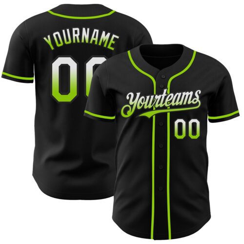 FadeFashion0887 Custom Black White-Neon Green Authentic Fade Fashion Baseball Jersey