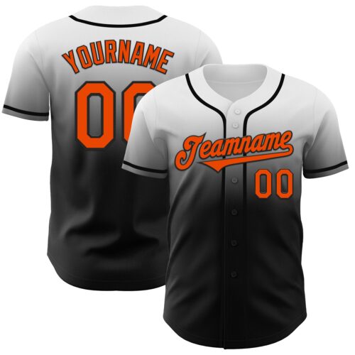 FadeFashion1003 Custom White Orange-Black Authentic Fade Fashion Baseball Jersey