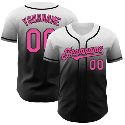 FadeFashion1005 Custom White Pink-Black Authentic Fade Fashion Baseball Jersey