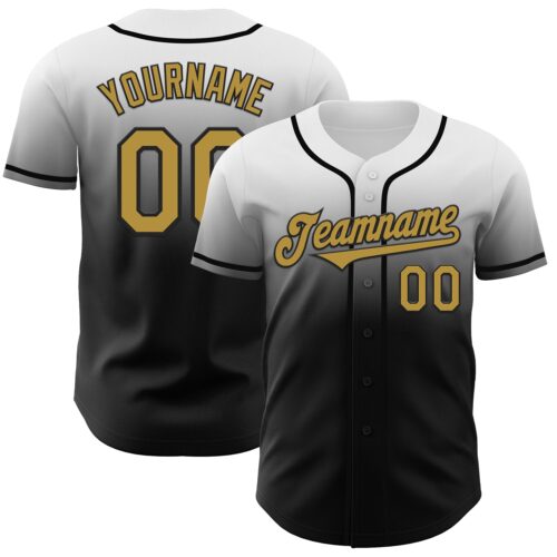 FadeFashion1006 Custom White Old Gold-Black Authentic Fade Fashion Baseball Jersey