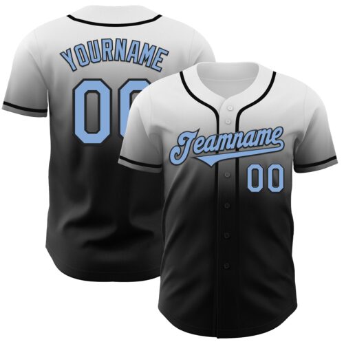 FadeFashion1007 Custom White Light Blue-Black Authentic Fade Fashion Baseball Jersey
