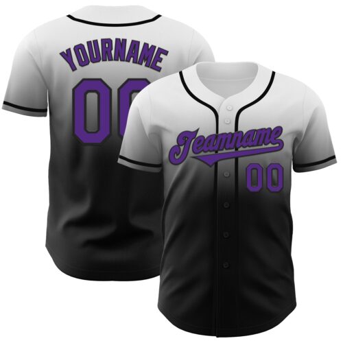 FadeFashion1009 Custom White Purple-Black Authentic Fade Fashion Baseball Jersey