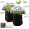 Custom White Neon Green-Black Authentic Fade Fashion Baseball Jersey