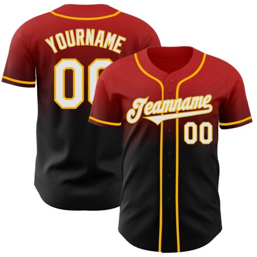 FadeFashion1015 Custom Red Black-Gold Authentic Fade Fashion Baseball Jersey