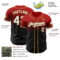 Custom Red Black-Old Gold Authentic Fade Fashion Baseball Jersey