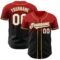 Custom Red Black-Old Gold Authentic Fade Fashion Baseball Jersey