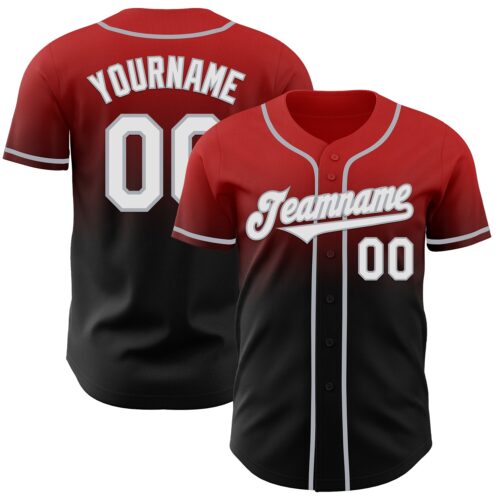FadeFashion1017 Custom Red Black-Gray Authentic Fade Fashion Baseball Jersey