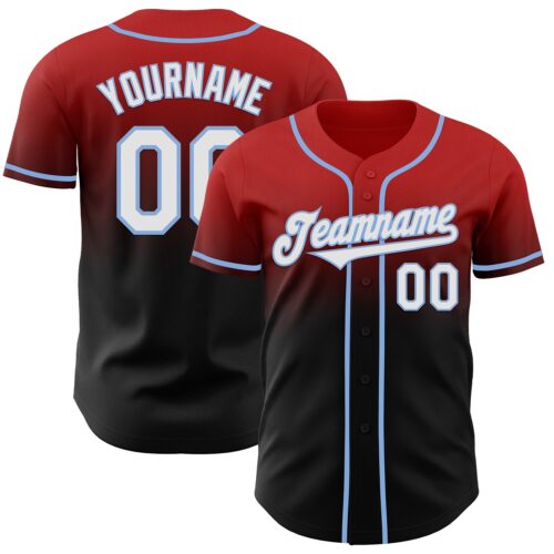 FadeFashion1018 Custom Red Black-Light Blue Authentic Fade Fashion Baseball Jersey