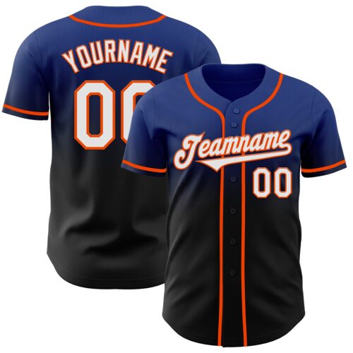 FadeFashion1020 Custom Royal Black-Orange Authentic Fade Fashion Baseball Jersey