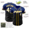 Custom Royal Black-Yellow Authentic Fade Fashion Baseball Jersey