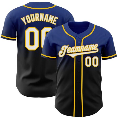 FadeFashion1022 Custom Royal Black-Yellow Authentic Fade Fashion Baseball Jersey