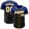 Custom Royal Black-Yellow Authentic Fade Fashion Baseball Jersey