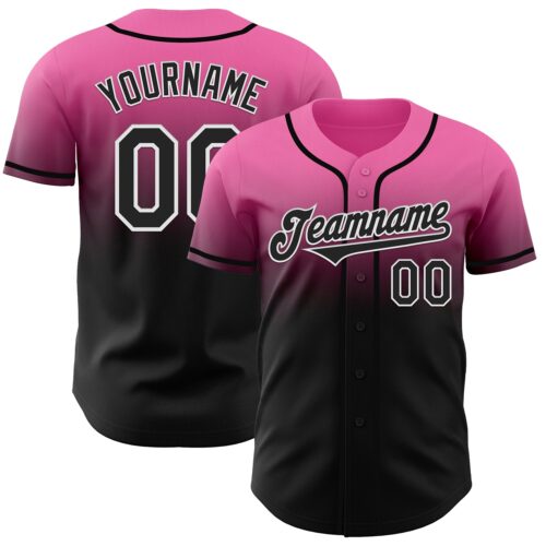 FadeFashion1026 Custom Pink Black-White Authentic Fade Fashion Baseball Jersey