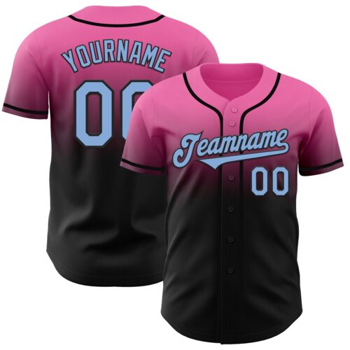 FadeFashion1027 Custom Pink Light Blue-Black Authentic Fade Fashion Baseball Jersey