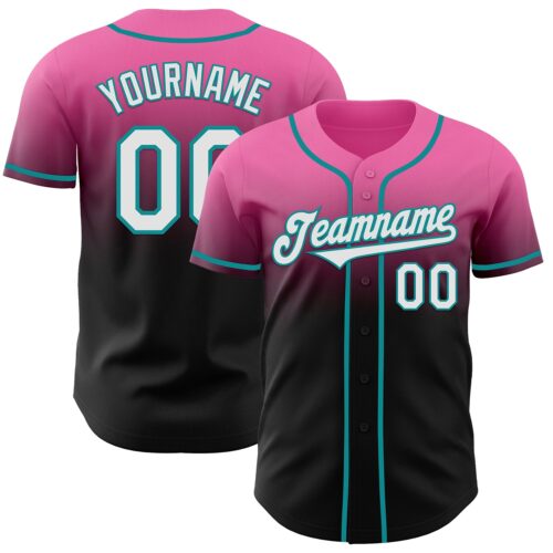 FadeFashion1029 Custom Pink Black-Teal Authentic Fade Fashion Baseball Jersey