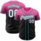 Custom Pink Black-Teal Authentic Fade Fashion Baseball Jersey