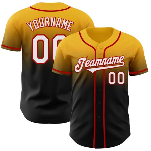 FadeFashion1031 Custom Gold Black-Red Authentic Fade Fashion Baseball Jersey