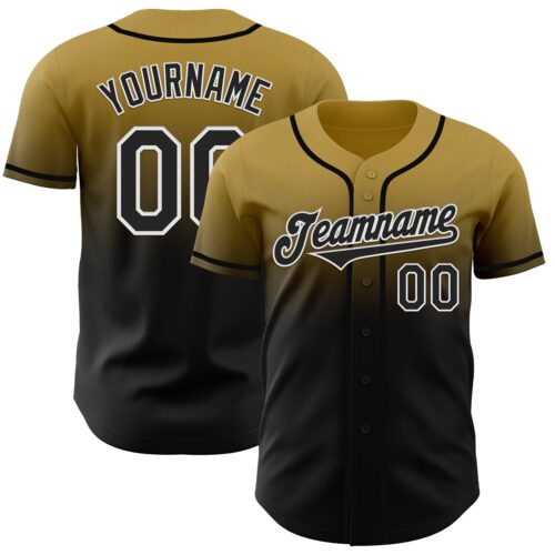 FadeFashion1032 Custom Old Gold Black-White Authentic Fade Fashion Baseball Jersey