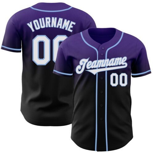 FadeFashion1042 Custom Purple Black-Light Blue Authentic Fade Fashion Baseball Jersey