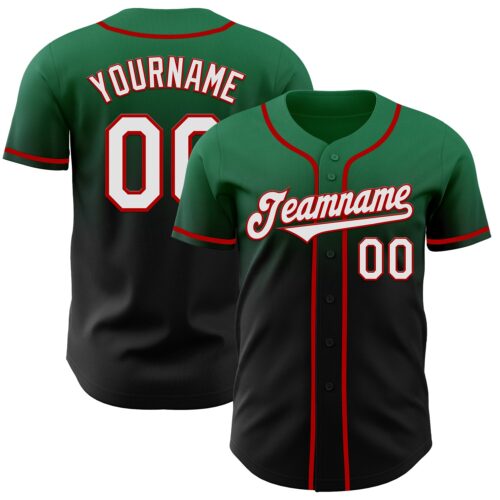 FadeFashion1046 Custom Kelly Green Black-Red Authentic Fade Fashion Baseball Jersey