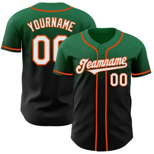 FadeFashion1047 Custom Kelly Green Black-Orange Authentic Fade Fashion Baseball Jersey