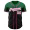 Custom Kelly Green Black-Pink Authentic Fade Fashion Baseball Jersey