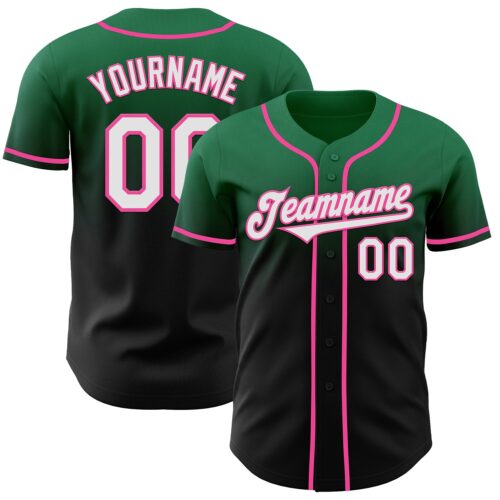 FadeFashion1048 Custom Kelly Green Black-Pink Authentic Fade Fashion Baseball Jersey