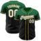 Custom Kelly Green Black-Old Gold Authentic Fade Fashion Baseball Jersey