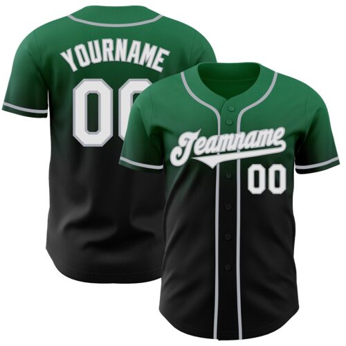 FadeFashion1051 Custom Kelly Green Black-Gray Authentic Fade Fashion Baseball Jersey