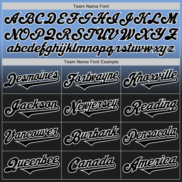 Custom Light Blue Black-White Authentic Fade Fashion Baseball Jersey