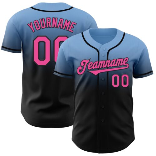 FadeFashion1054 Custom Light Blue Pink-Black Authentic Fade Fashion Baseball Jersey