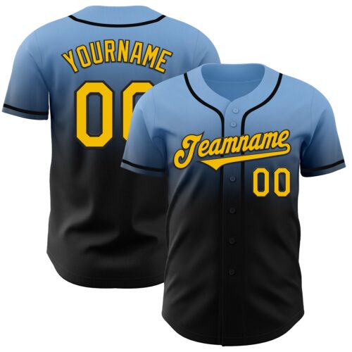 FadeFashion1055 Custom Light Blue Yellow-Black Authentic Fade Fashion Baseball Jersey