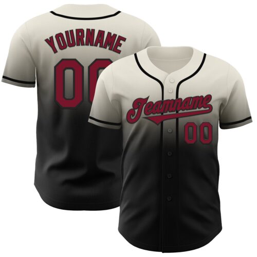 FadeFashion1056 Custom Cream Crimson-Black Authentic Fade Fashion Baseball Jersey