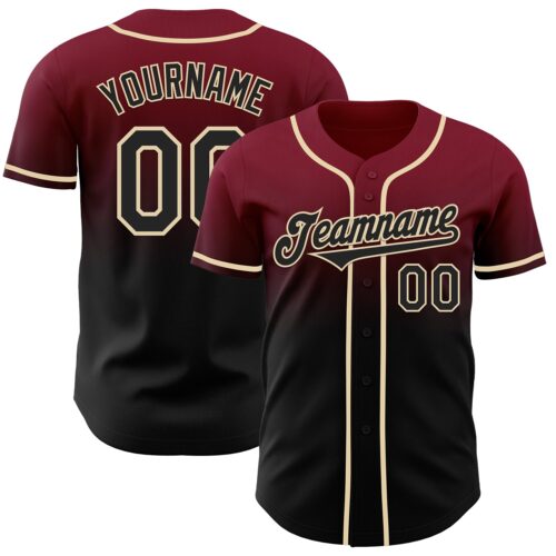 FadeFashion1059 Custom Crimson Black-Cream Authentic Fade Fashion Baseball Jersey