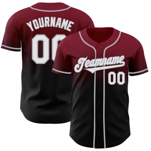 FadeFashion1062 Custom Crimson Black-Gray Authentic Fade Fashion Baseball Jersey