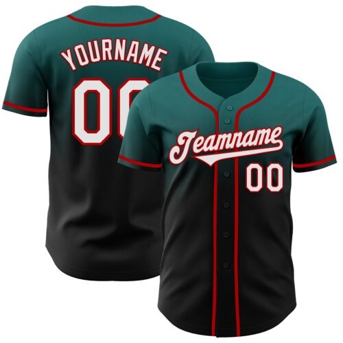 FadeFashion1064 Custom Teal Black-Red Authentic Fade Fashion Baseball Jersey