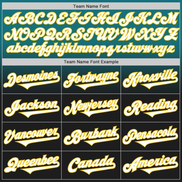 Custom Teal Black-Yellow Authentic Fade Fashion Baseball Jersey