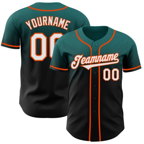 FadeFashion1066 Custom Teal Black-Orange Authentic Fade Fashion Baseball Jersey