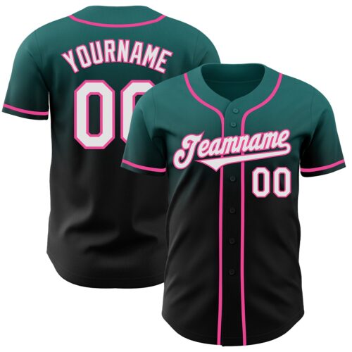 FadeFashion1067 Custom Teal Black-Pink Authentic Fade Fashion Baseball Jersey
