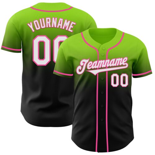 FadeFashion1073 Custom Neon Green Black-Pink Authentic Fade Fashion Baseball Jersey