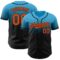 Custom Sky Blue Orange-Black Authentic Fade Fashion Baseball Jersey
